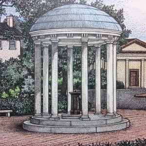 North Carolina Chapel Hill Old Well 11x14 pen and ink print image 3