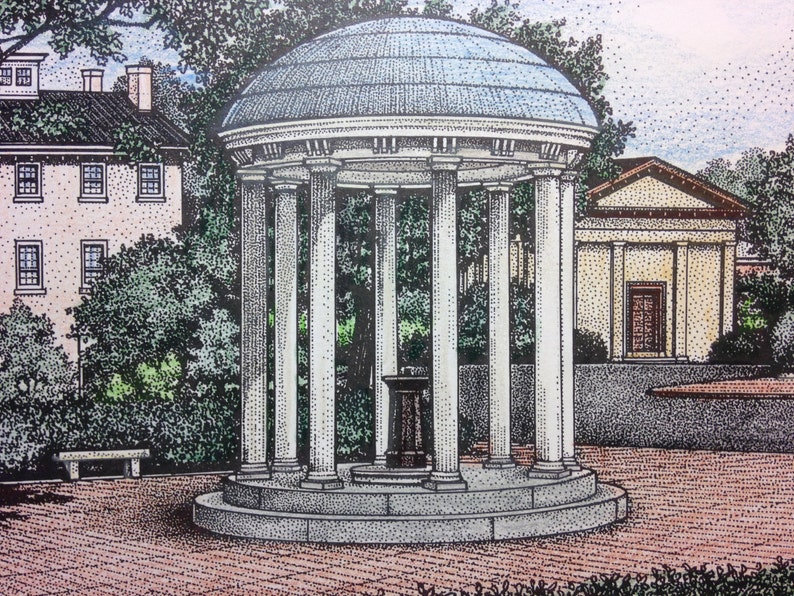 North Carolina Chapel Hill Old Well 11x14 pen and ink print image 3