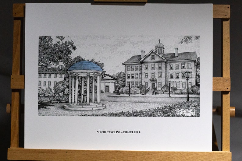 North Carolina Chapel Hill Old Well 11x14 pen and ink print image 2