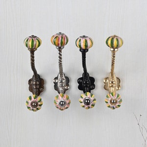 Handmade Ceramic Wall Hook: Vintage Metal Furniture Hardware
