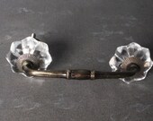Crystal Glass Flower Cabinet Knob Pull (Sold in Sets)