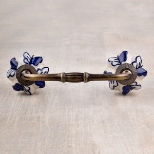 Blau Design auf Weiß Keramik Schrank Schubladenknauf (Sets)
