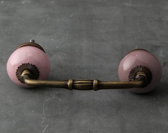 Juego de tiradores de cerámica rosa para gabinetes: tiradores de cajones de color liso para remodelar cocinas, baños y muebles.