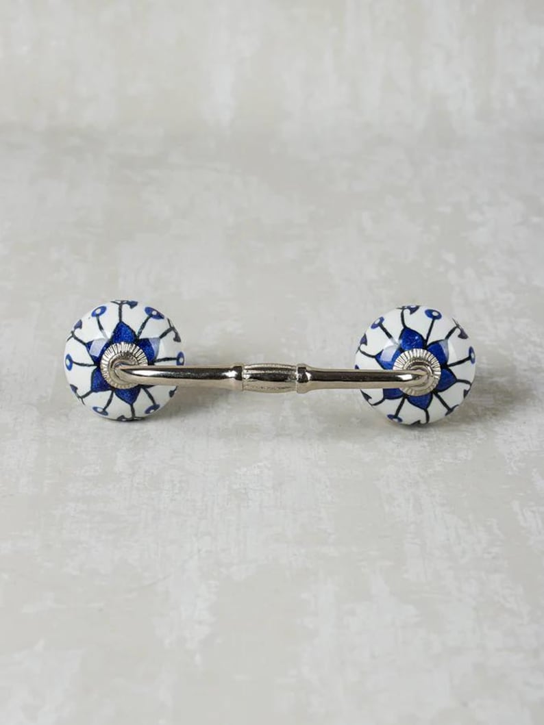 Floral Ceramic Drawer Pull: Blue & White Vintage Cabinet Knob - Etsy