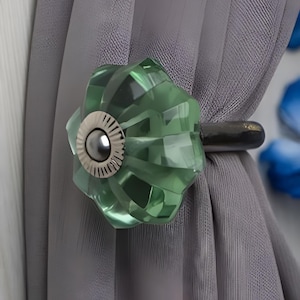 Green Glass Flower Curtain Tie Back Hook: Decorative Towel Hook