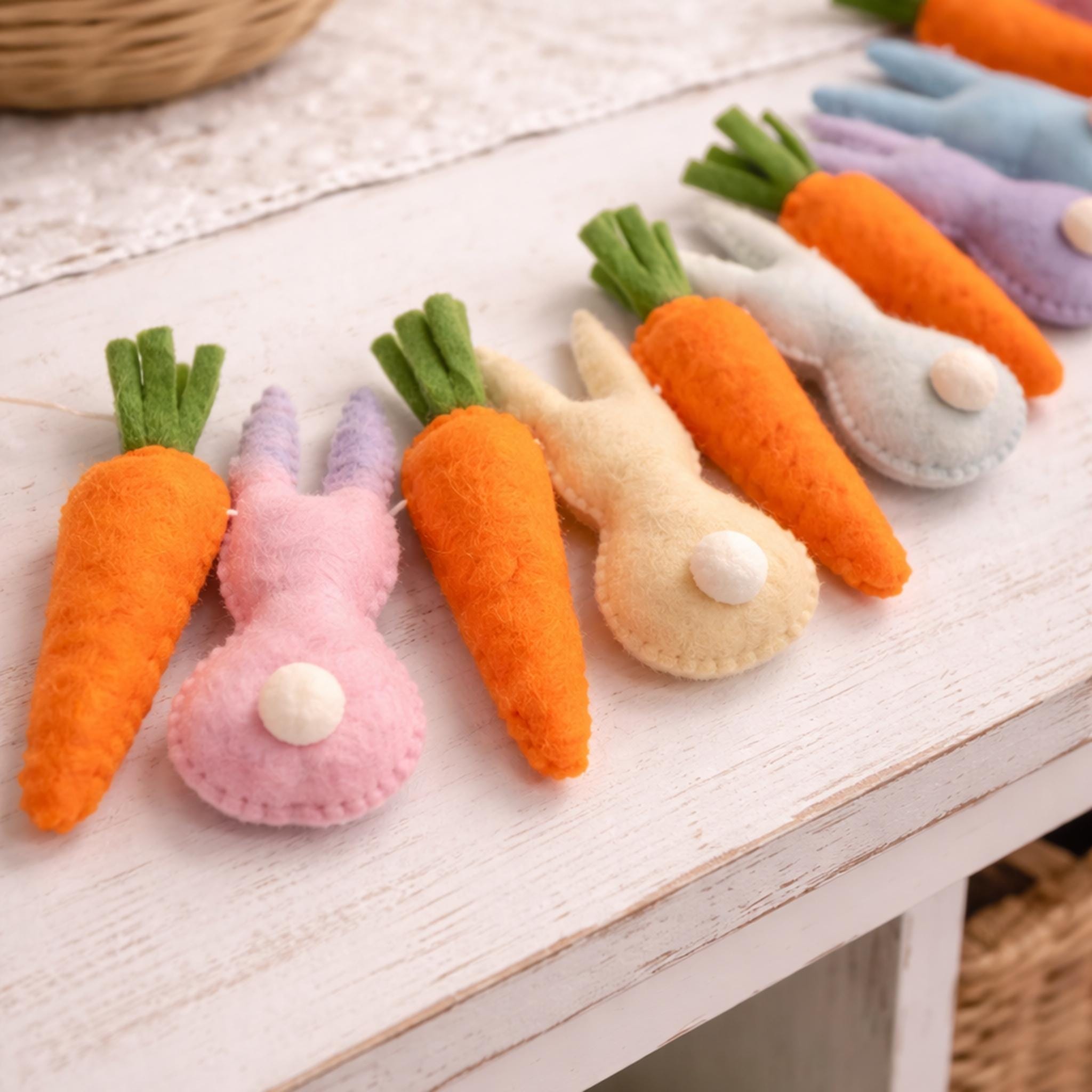 Wool Felt Easter Garland, Carrot & Rabbit Spring Decor - Etsy