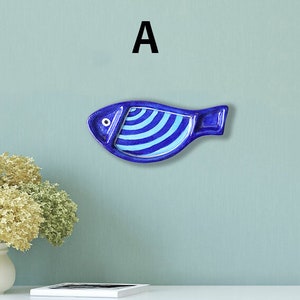 Wall Hanging Ceramic Fish Plate, Flying Fish Shaped Decor, Good Omen Symbol, Unique Christmas Gift Idea
