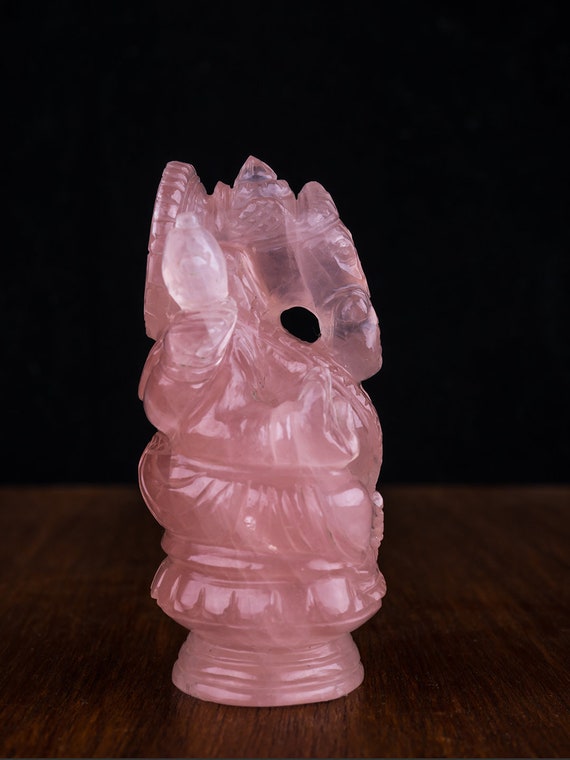 ローズクォーツ ガネーシャ像：ヒンドゥー教の成功の神（3インチ×2