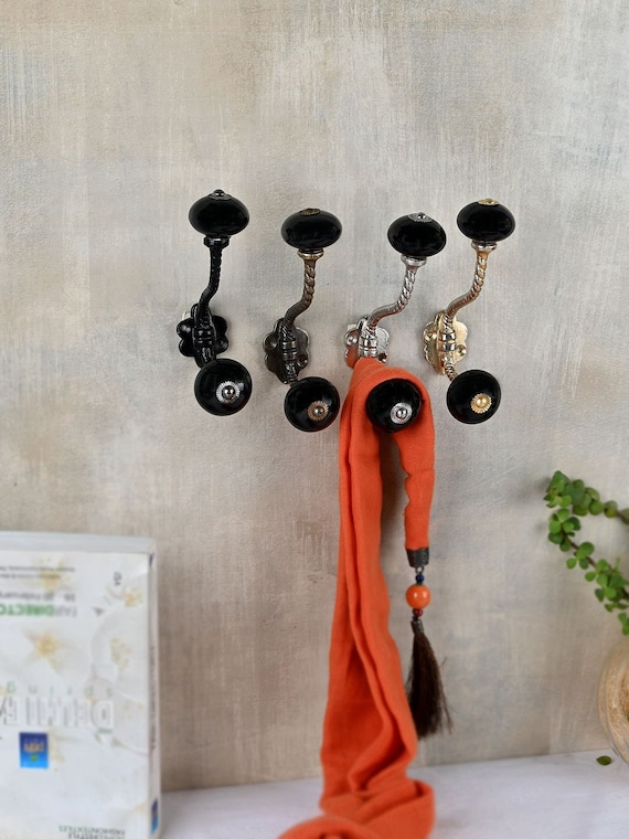 Black Decorative Handmade Glass Wall Hook vintage Wall Hooks Coat Hook metal Wall Hooks furniture Hardware Hooks Bath Hooks Etsy Ireland