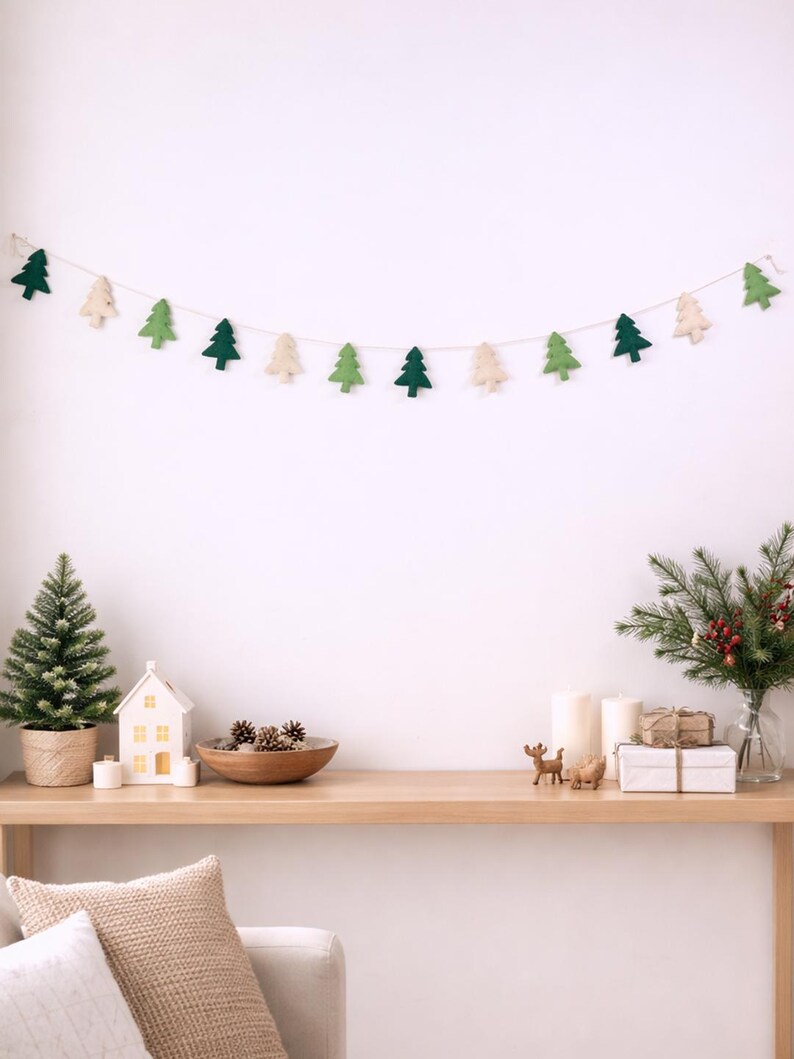 Rustic Spurce Tree Buy Handmade Wool Felt Christmas Tree Garland, Evergreen Rustic ...