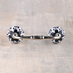 Elegante maniglia per cassetti in ceramica bianca sporca e nera (venduta in set) immagine 6