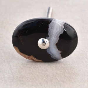 Ensemble de boutons de meuble en pierres précieuses naturelles - Poignées de meubles de cuisine de luxe noir blanc marron, poignées de tiroir décoratives en pierres précieuses
