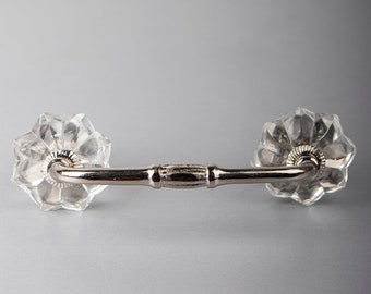 Crystal Glass Flower Cabinet Knob Pull (Sold in Sets)