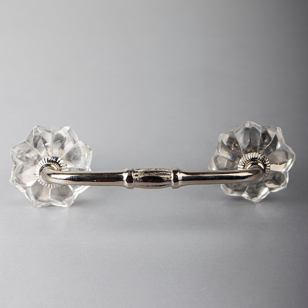 Crystal Glass Flower Cabinet Knob: Vintage Style Drawer Pull - [Metal Finish]