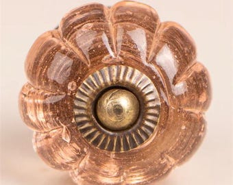 Round Pink Handmade Flower Shaped Ceramic Drawer Knob