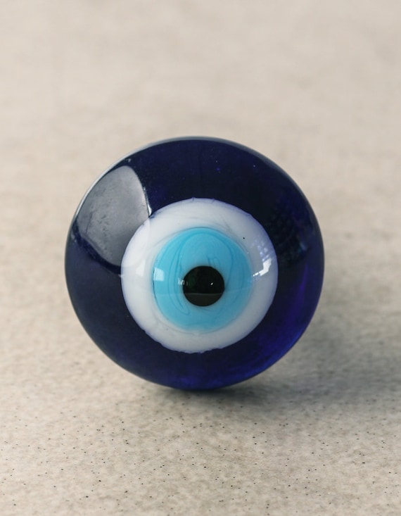 Round Evil Eye Blue Glass Drawer Cabinet Knob Sold In Sets Etsy