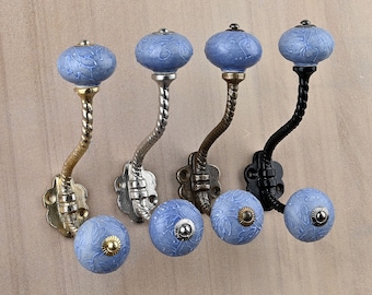 Paarse handgemaakte keramische wandhaak Vintage metalen kapstokhaak voor meubels en bad