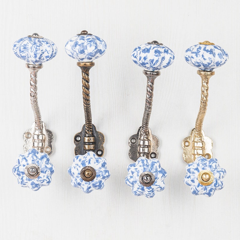 Red - Original Blue Pottery Ceramic Tile Wall Hook Hanger (2 Peg)