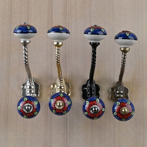 Multicolor  Decorative Handmade Ceramic Wall Hook | Vintage Wall Hooks |Metal Wall Hooks |Furniture Hardware Hooks | Bath Hooks