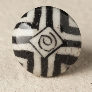 Handcrafted Designer Black Patchwork Drawer Ceramic Cabinet Knob (Sold in Sets)