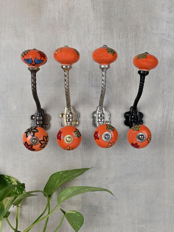 Orange Decorative Handmade Ceramic Wall Hook vintage Wall Etsy