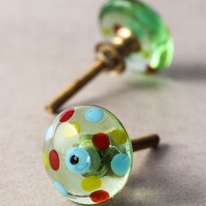 Green Glass Drawer Knobs: Polka Dot Cabinet Pulls