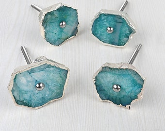 Sea Green Agate Stone Cabinet Knobs: Decorative Drawer Pulls