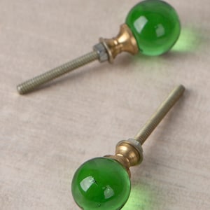 Green Glass Magic Crystal Ball Knob Set - Decorative Glass Cabinet & Door Knobs with Screws for Home Decor