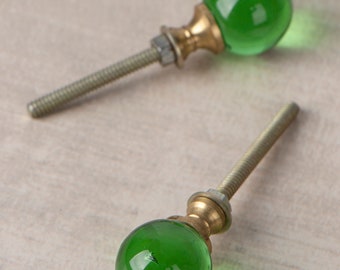 Green Glass Magic Crystal Ball Style Knob (Sold in Sets)