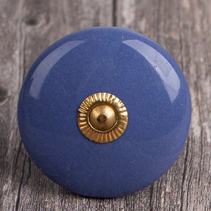 Handmade Light Purple Ceramic Cabinet Knob: Round Flat Furniture Pull