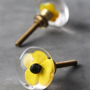 Yellow Crystalline Decorative Drawer Glass Knob (Sold in Sets)