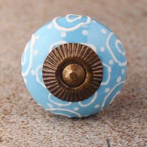 Light Blue & White Kitchen Drawer Knobs - Ceramic Cabinet Handles, Modern Cupboard Pulls, Decorative Hardware for Cabinets