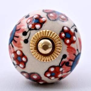 Handmade Multi color Floral Design Ceramic Cabinet Knob