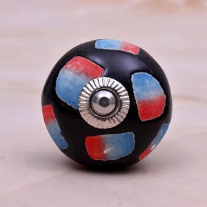 Handmade Ceramic Kitchen Cabinet Knob: Round Shape Black Color Design