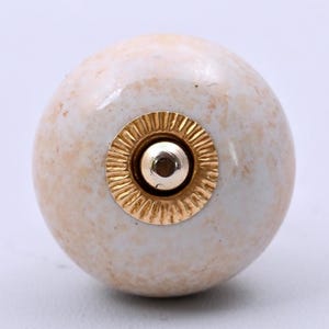 Handmade Ivory Cream with Beige Speckles Ceramic Cabinet Knob – Decorative Drawer Pull for Dresser