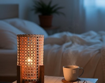 Handmade Wooden Table Lamp: Bohemian Rustic Home Decor