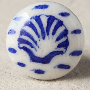 Blue Hand-Painted Ceramic Cabinet Knobs Set – Vintage Style Kitchen & Furniture Drawer Pulls, Decorative Hardware