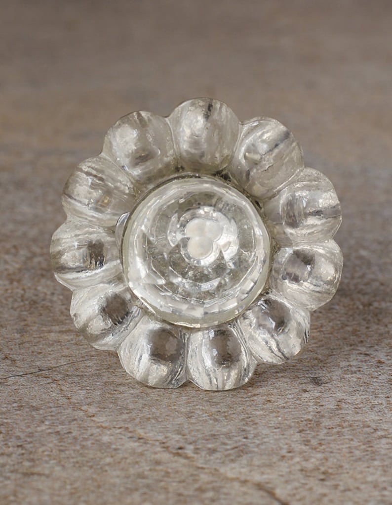 Clear Glass Daisy Flower Door Cabinet Knob Sold in Sets image 3