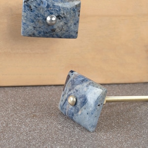 Handcrafted Blue Agate Gemstone Cabinet Knobs: Luxury Furniture Hardware