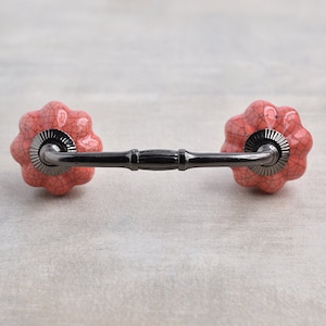 Flower Shape Crackle Design Ceramic Wardrobe Drawer Dresser Handle (Sold in Sets)