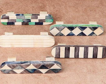 Camel Horn Bone Drawer Pulls Set - Handmade Geometric Cabinet Handles for Kitchen & Furniture