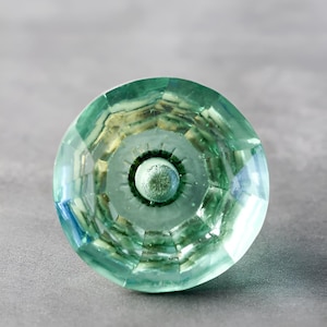 Green Crystalline Diamond Cut Kitchen Cabinet Knob
