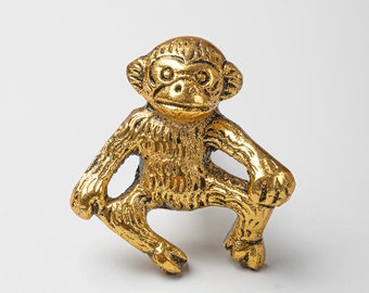 Cast Iron Monkey Drawer Knobs: Brass Cabinet Pull Handles