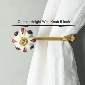 Handmade Ceramic Curtain Tie Back: Black & Lime Floral Towel Hook image 8