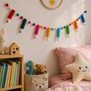 Handmade Wool Felt Pencil Garland, Colorful Classroom Decor, Back to School Banner image 4