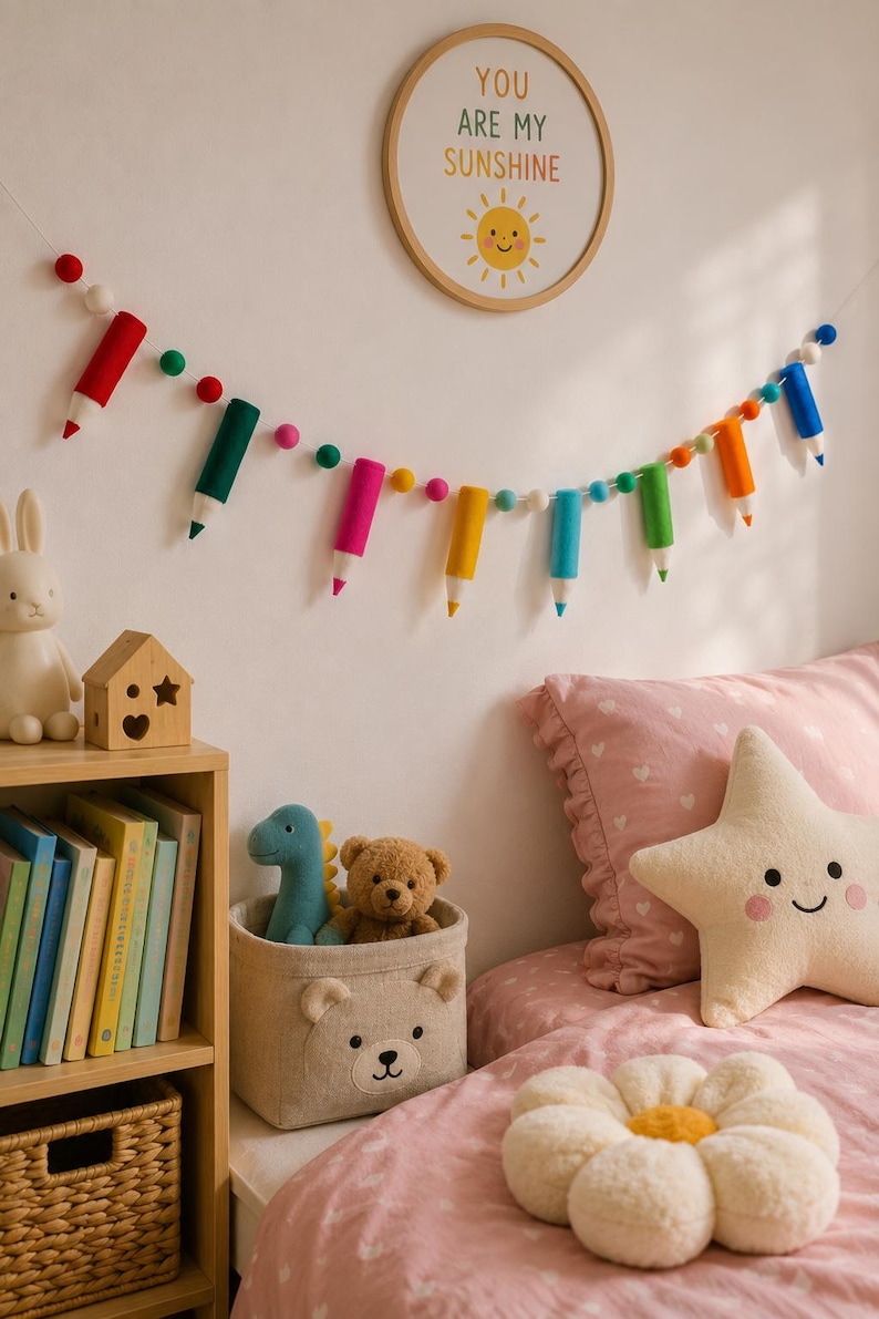 Handmade Wool Felt Pencil Garland, Colorful Classroom Decor, Back to School Banner image 4