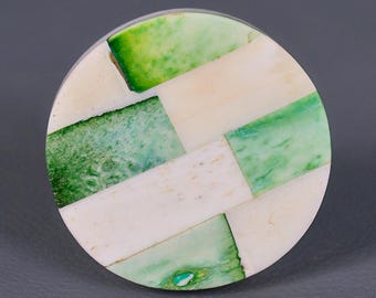 Grün-Weiße Knochen Möbelknöpfe: Natürlich Wohnkultur (Sets erhältlich)