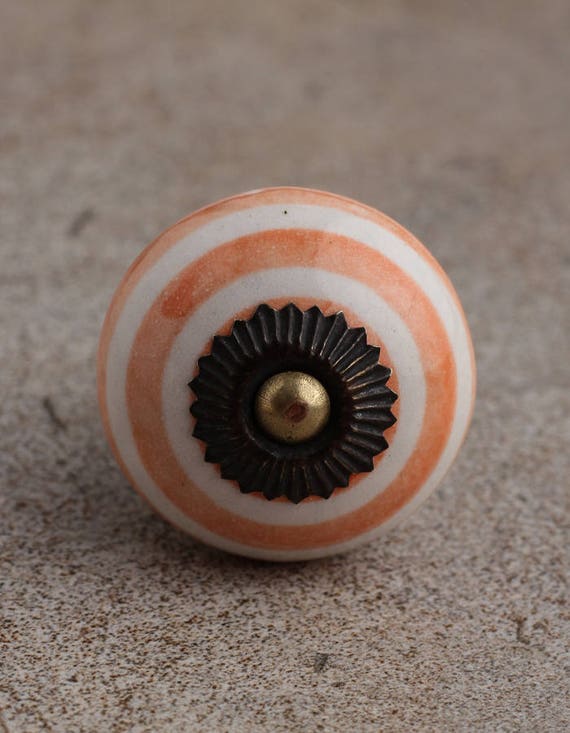 Orange And White Cabinet Knobs Sold In Sets Etsy