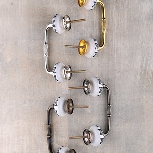 Elegante maniglia per cassetti in ceramica bianca sporca e nera (venduta in set) immagine 5