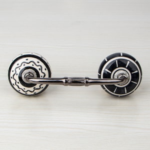 Handmade Black and White Ceramic Cabinet Pull - Knobco - 4 inch